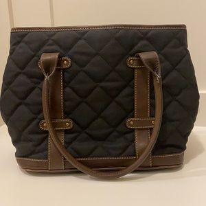 JCREW QUILTED COTTON & LEATHER TOTE